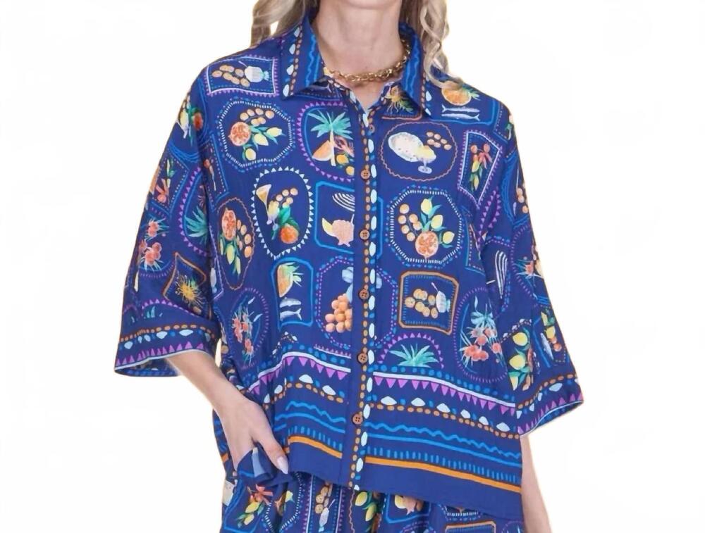 NEW JOY JOY the tuscan tavern button-down shirt in navy blue